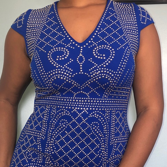 Blue bodycon party dress. - Picture 1 of 10